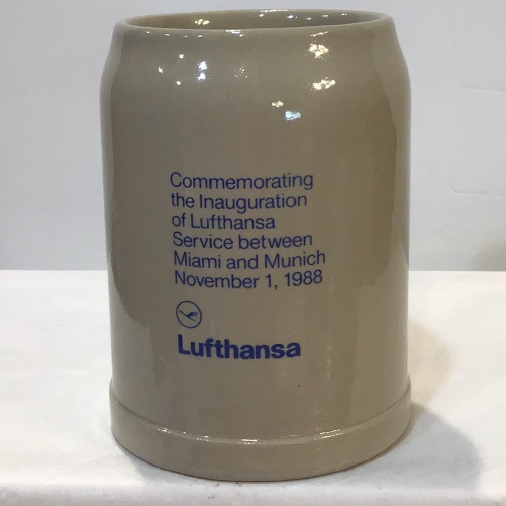 1988 Lufthansa stoneware coffee mug beer stein West Germany